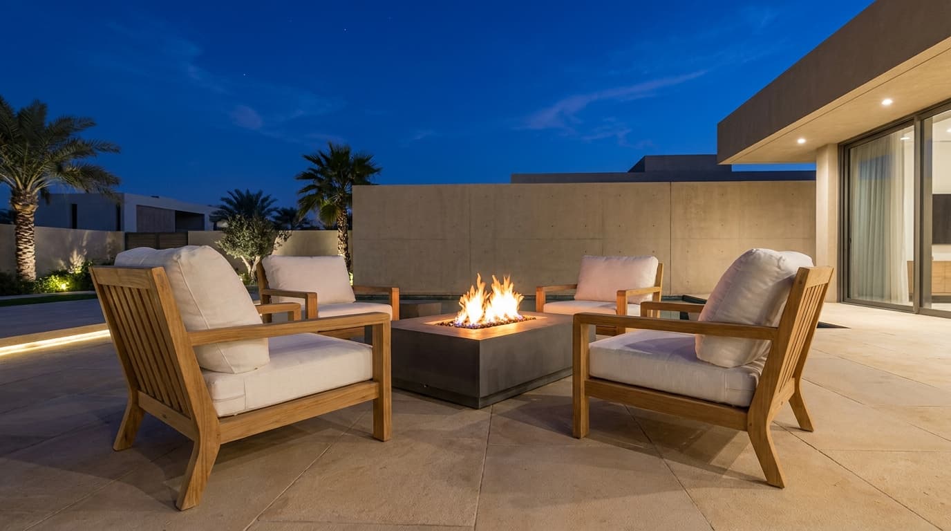 Fire Pit Lounge · Travertine