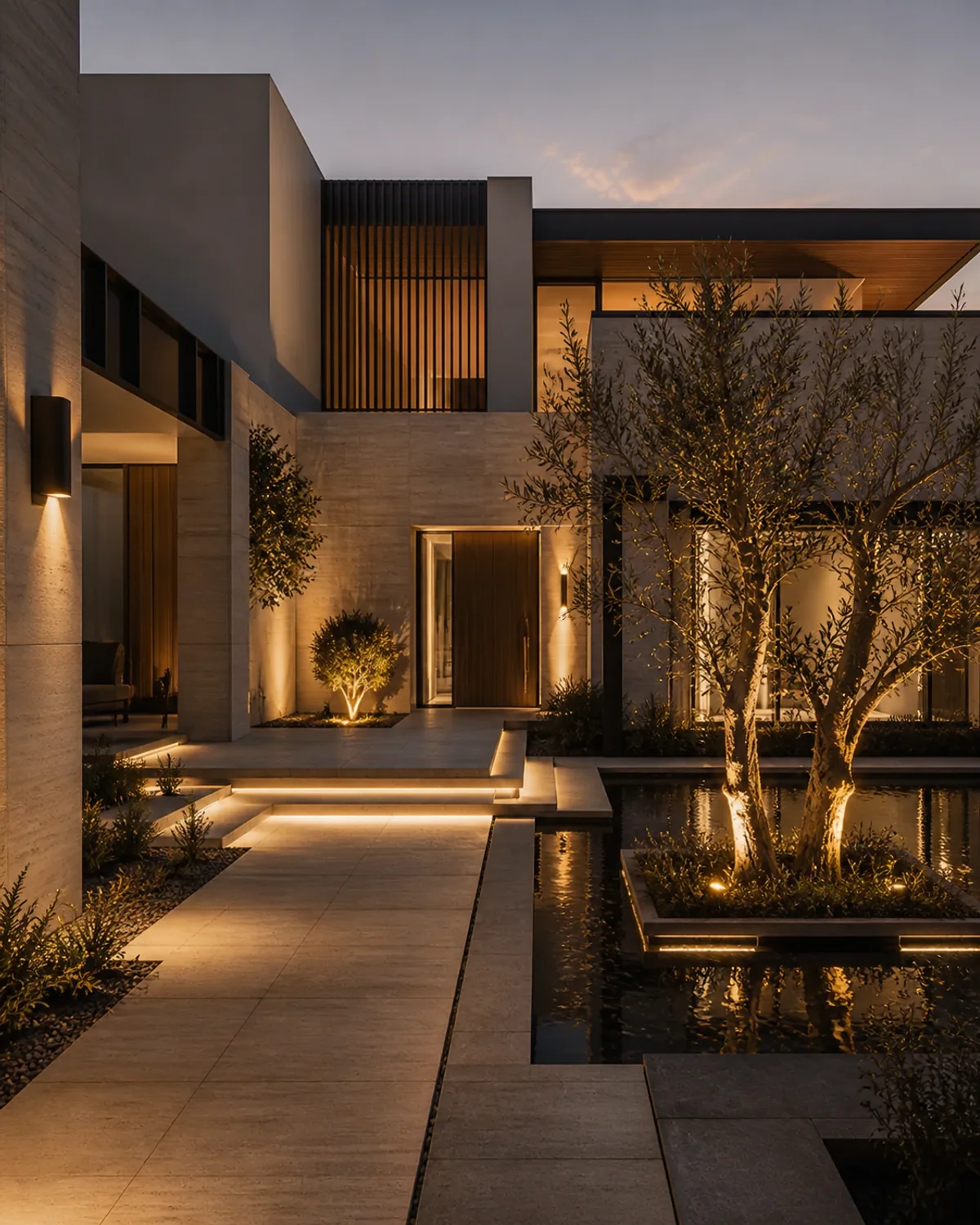 Warm Dusk Lighting Concept — AI concept render, Virento lighting