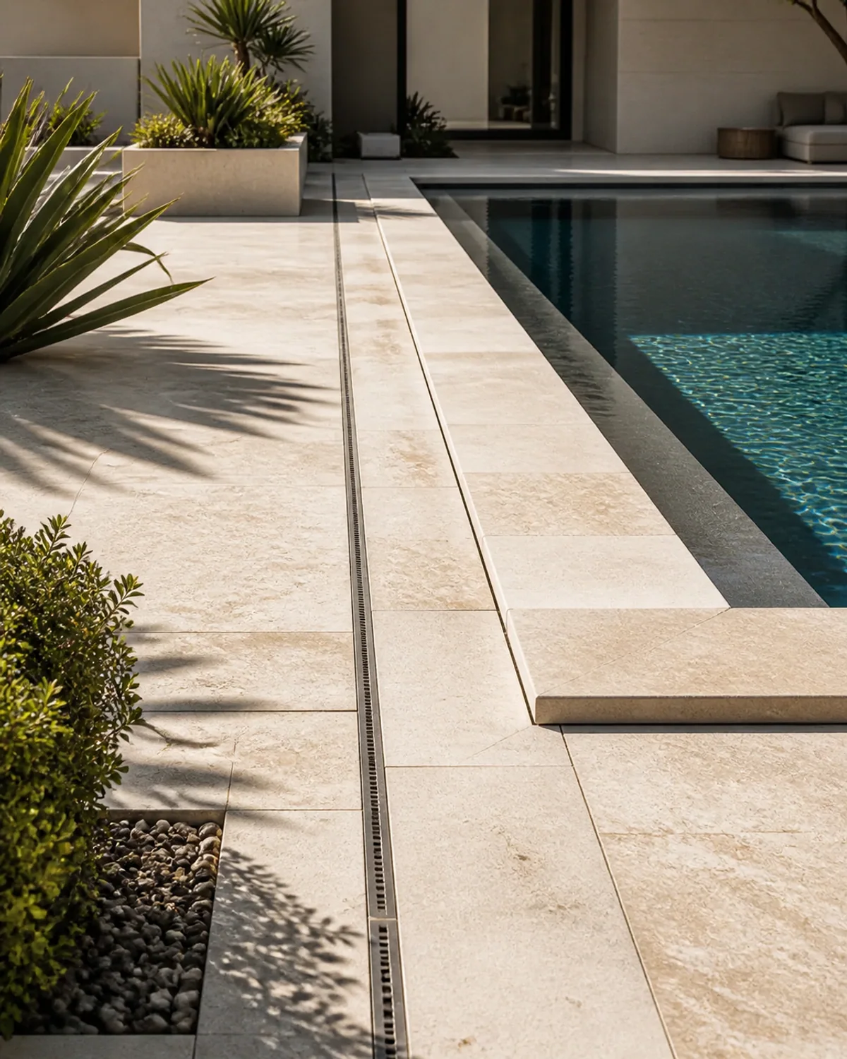 Travertine Surface Concept — AI concept render, Virento hardscape