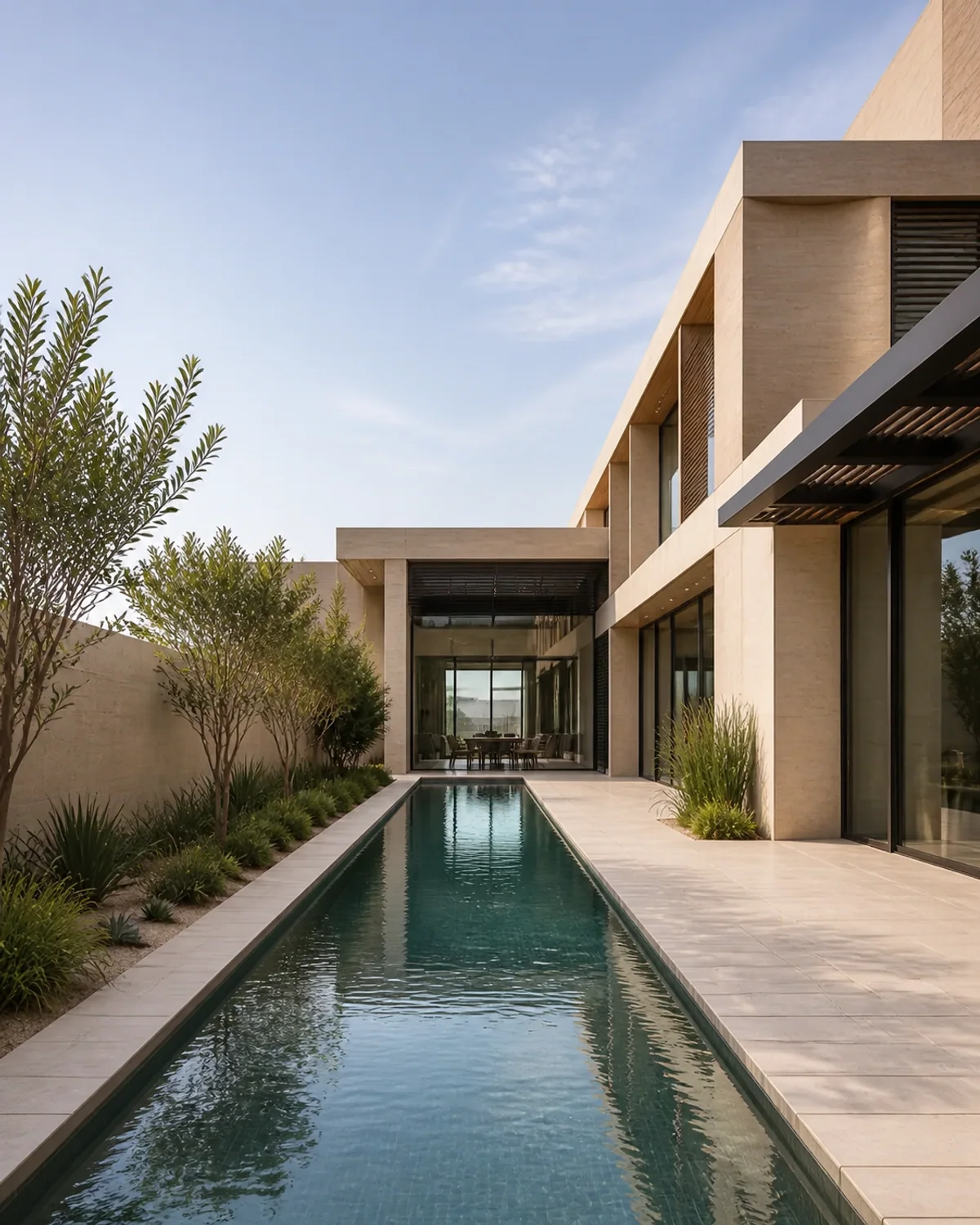 Linear Pool Villa Concept — full build concept render, UAE villa
