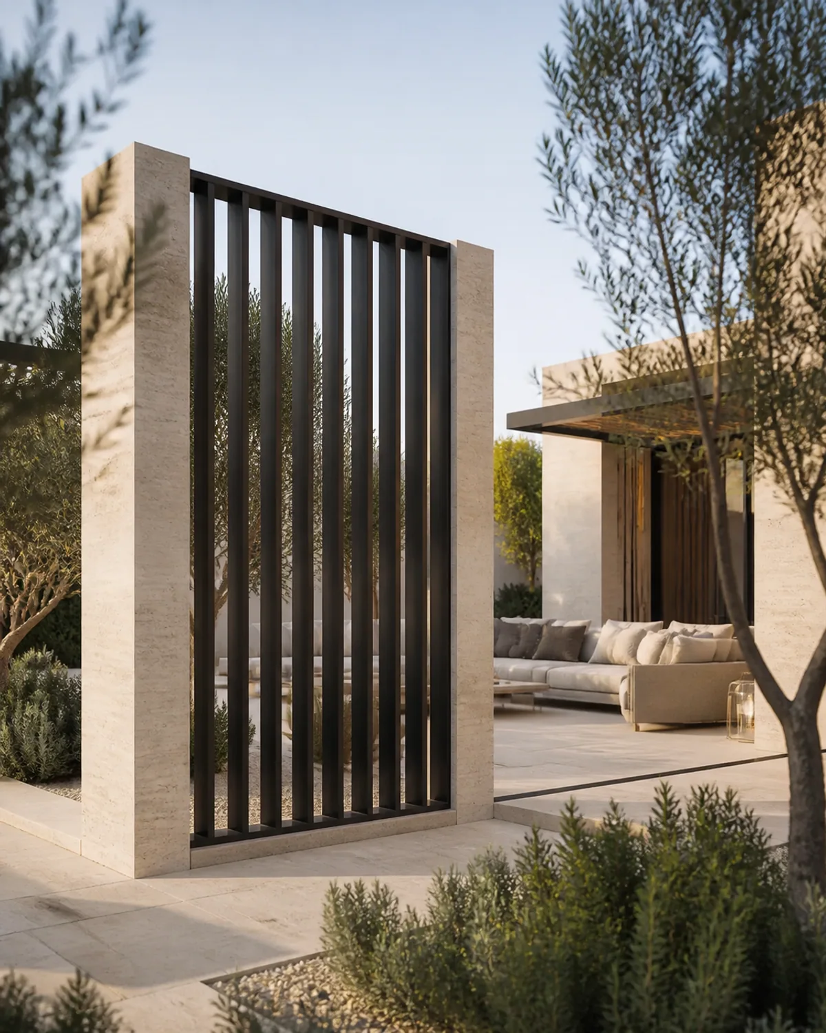 Privacy Wall Concept — feature concept render, UAE villa