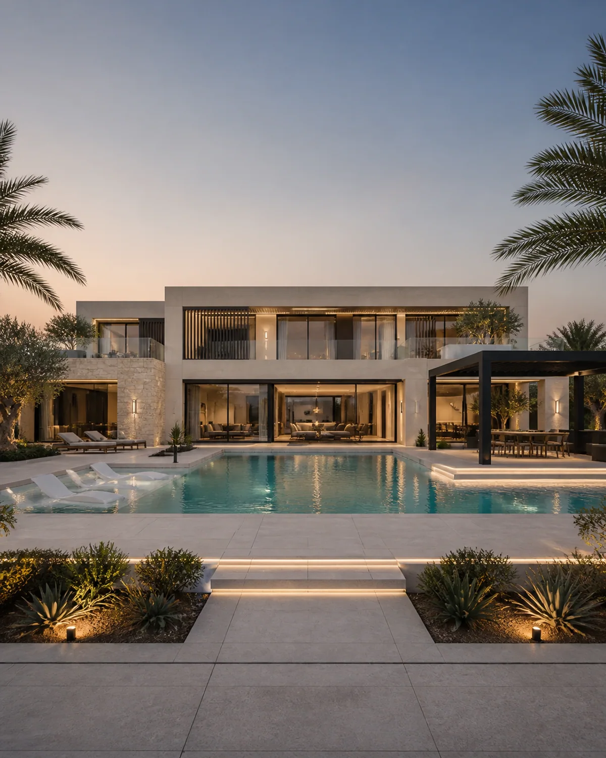 Wide Villa Pool Concept — full build concept render, UAE villa