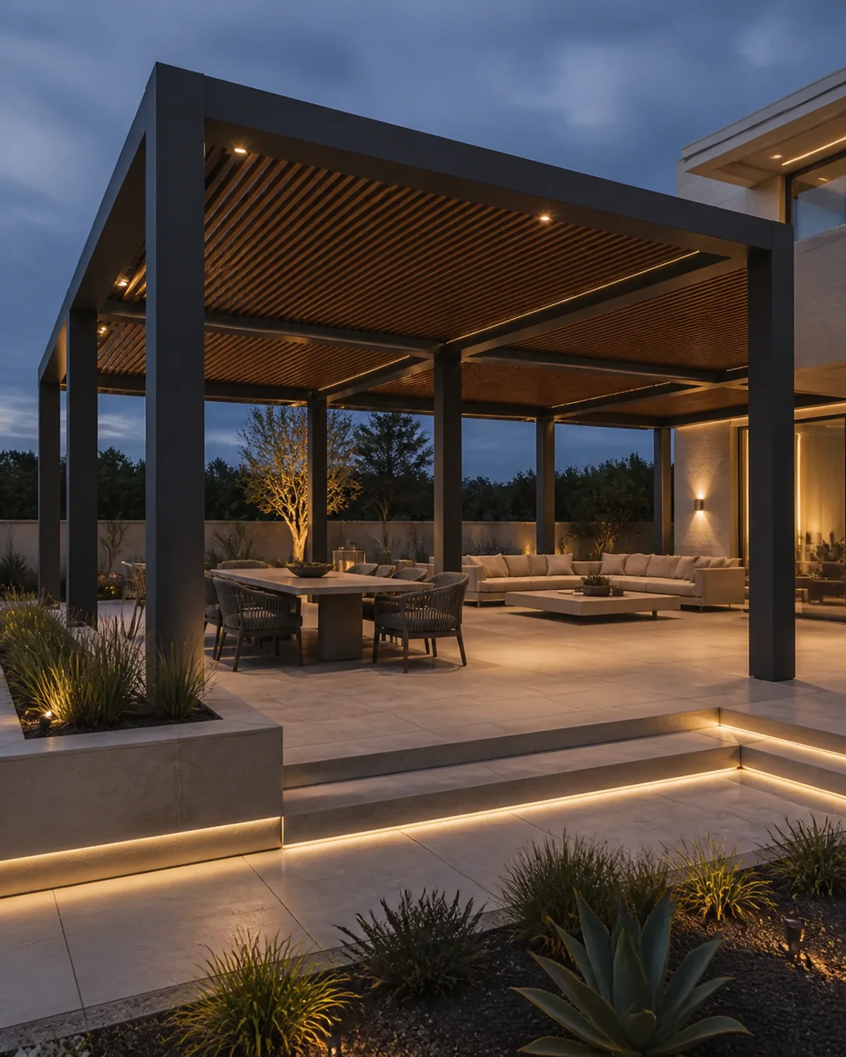 Estate Pergola Concept — pergola concept render, UAE villa