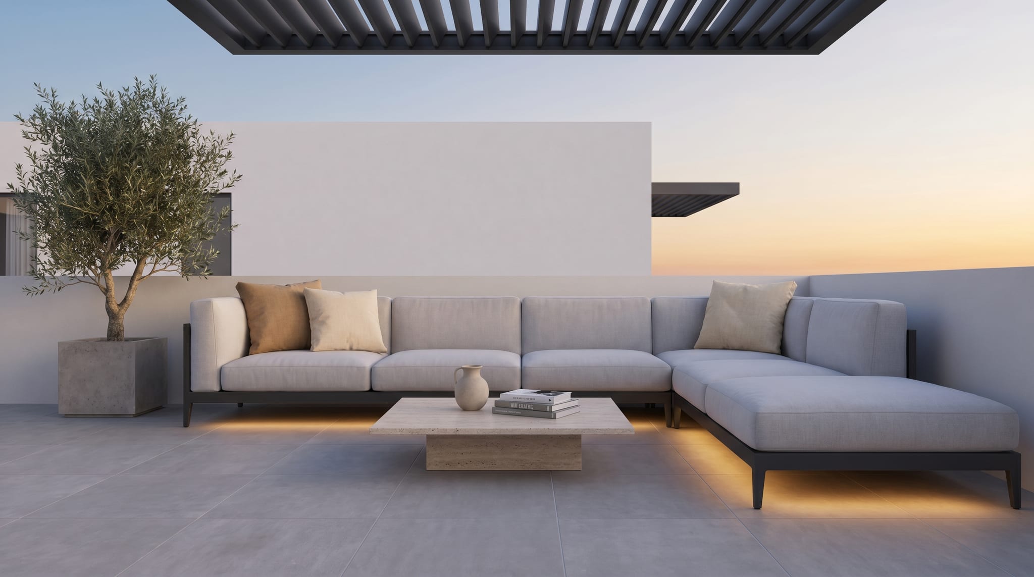 Pale Stone Lounge Concept — lounge concept render, UAE villa