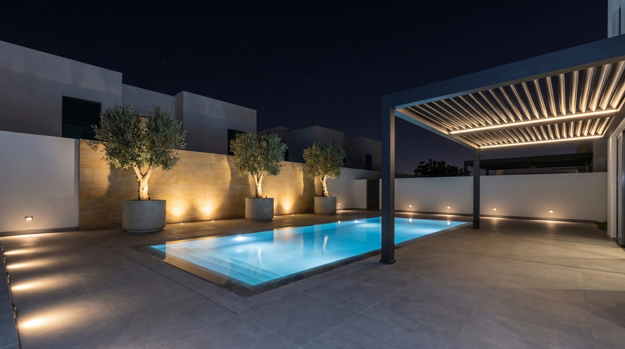 Integrated Lighting Concept — lighting concept render, UAE villa
