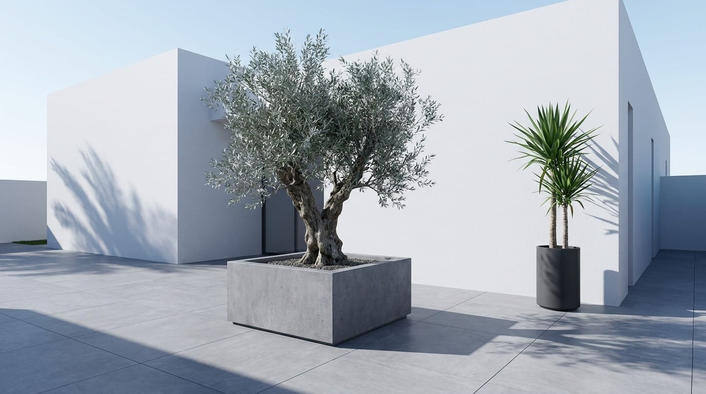 Minimal Planter Concept — landscape concept render, UAE villa
