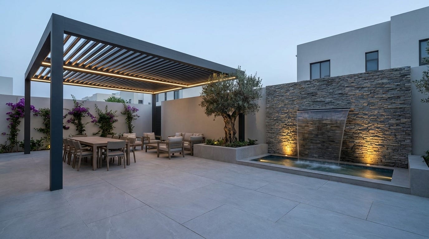Outdoor Living Concept — full build concept render, UAE villa