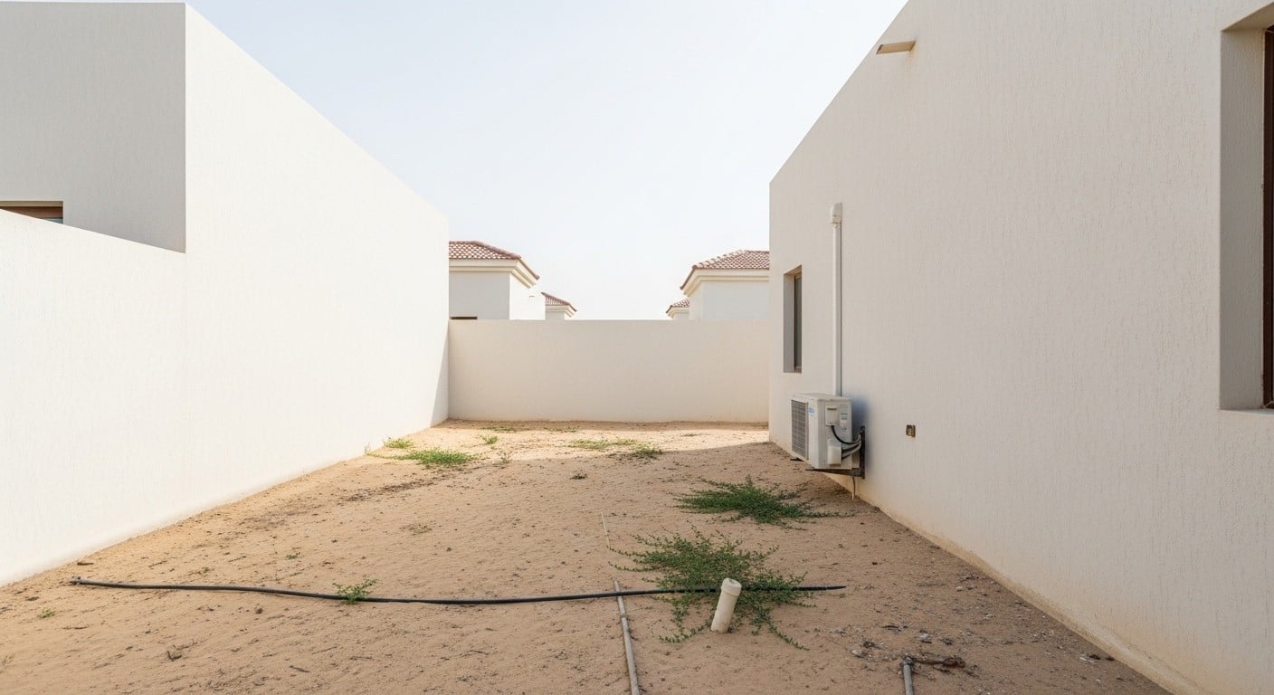A bare UAE villa yard before any outdoor construction work