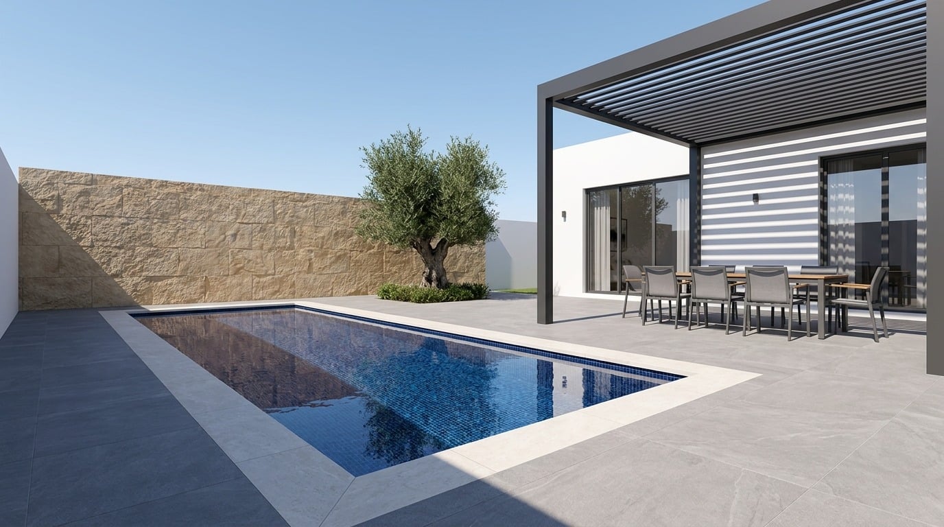 Villa outdoor lighting concept at day